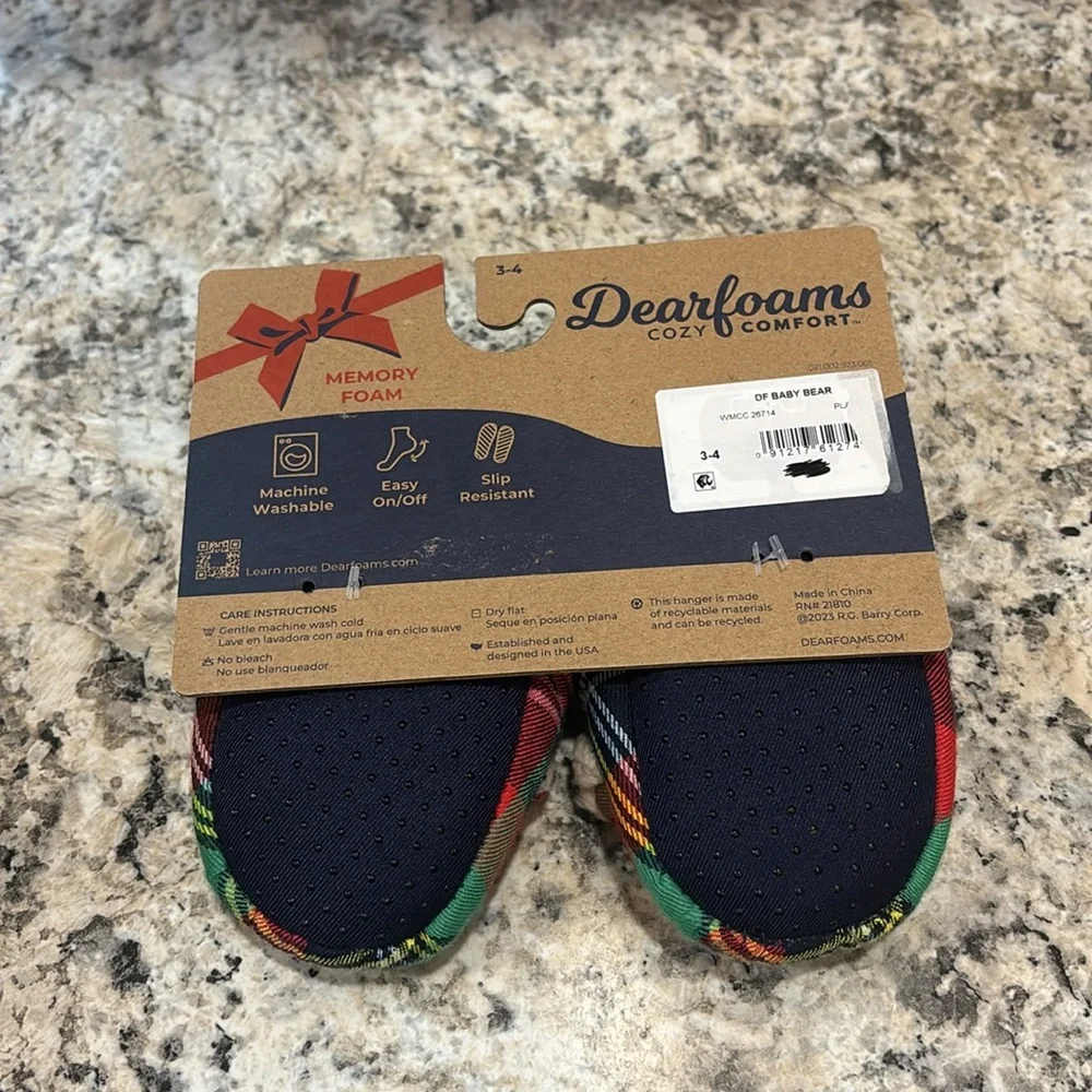 Dearfoams Cozy Comfort Baby Bear Slippers House Shoes 3/4 NWT